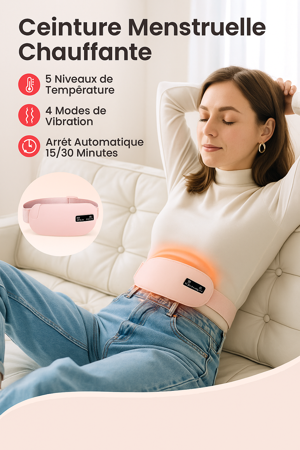 💕 Ceinture Menstruelle Chauffante ByeCrampes™ — Le Soulagement Instantané et Naturel de Vos Règles